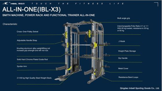 Zwarte Matt Sportapparatuur Power Squat Rack Mutli Function Station Smith Machine KW 320 KGS